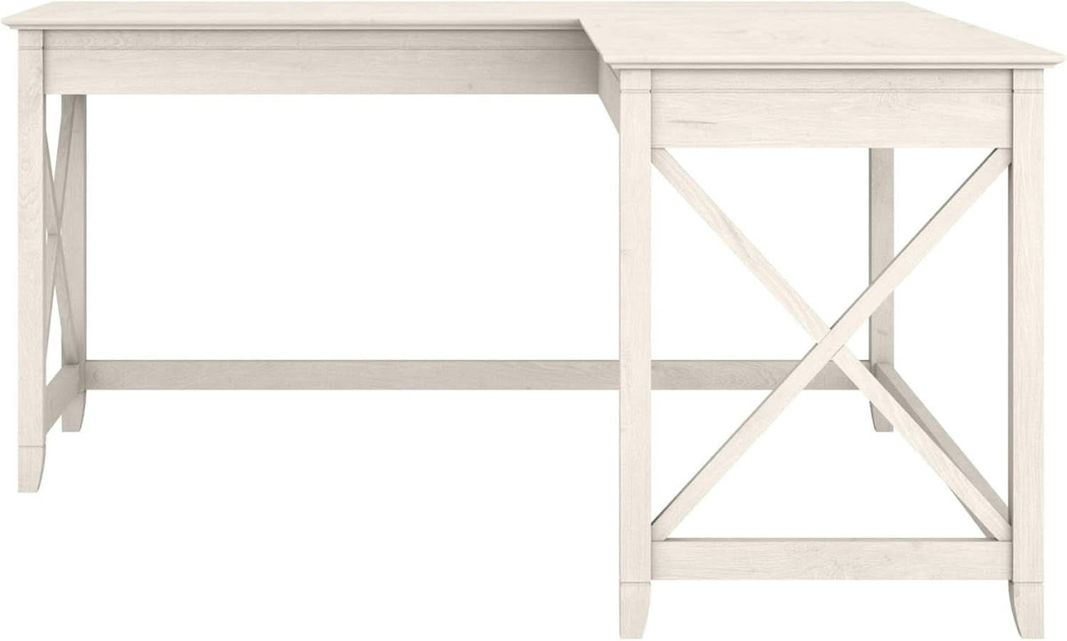 L-Shaped Desk 60W Linen White Oak Modern Farmhouse