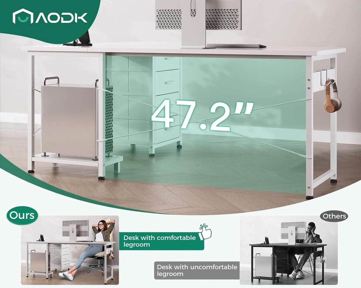 L Shaped Desk 61 Inch With USB Ports For Home Office