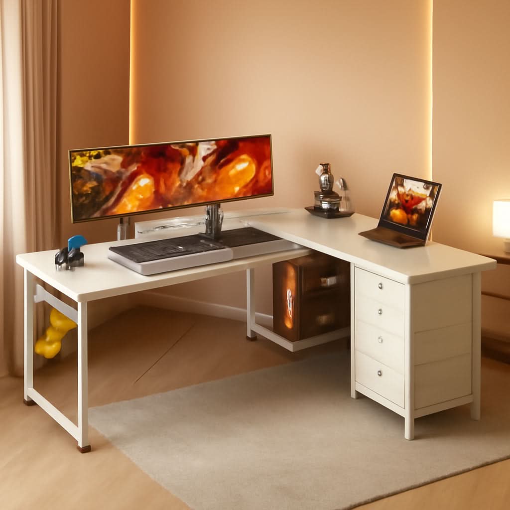 L Shaped Desk 61 Inch With USB Ports For Home Office