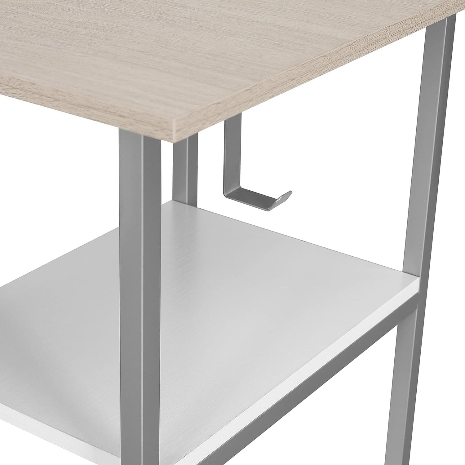 L Shaped Desk Two Toned With Drawers And Open Shelf Home Office