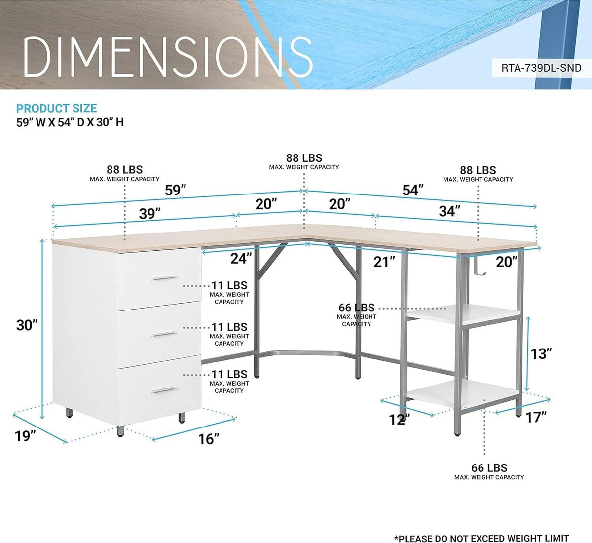 L Shaped Desk Two Toned With Drawers And Open Shelf Home Office