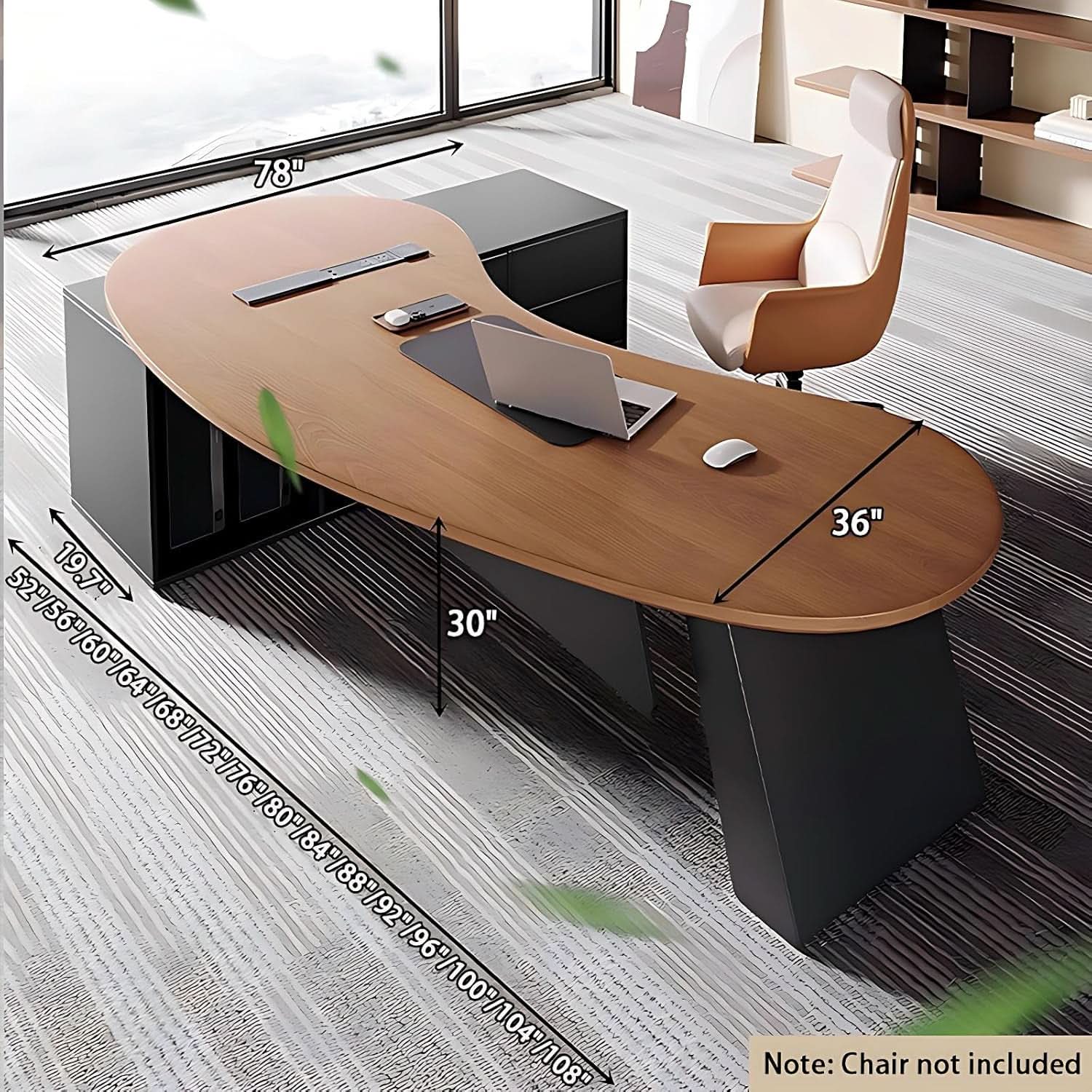 L Shaped Desk With Solid Wood 80 Inch Executive Work space Desk