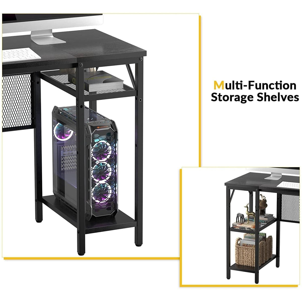 L Shaped Desk With USB Ports And Power Outlet Black