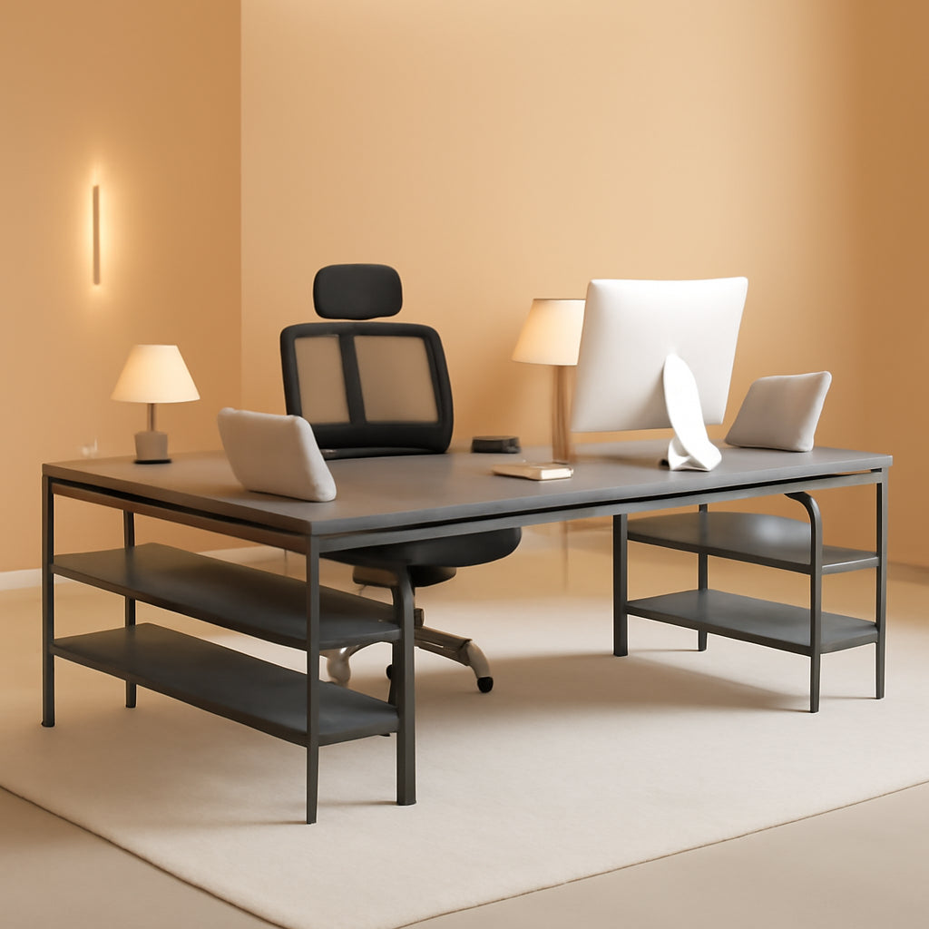 L Shaped Desk With USB Ports For Home Office Setup
