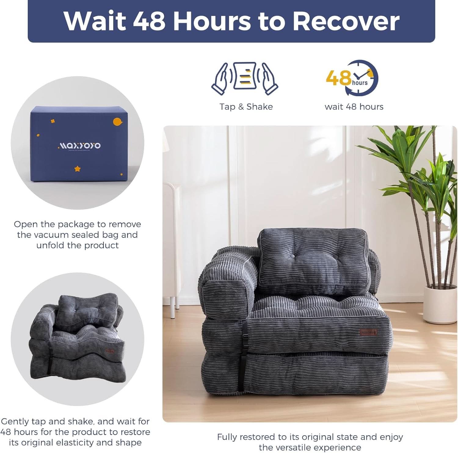 L Shaped Folding Sofa Bed Grey Convertible Sleeper Sofa