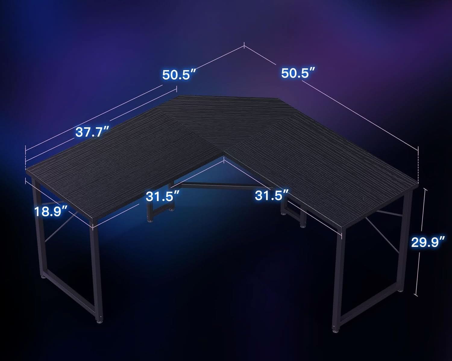 L Shaped Gaming Desk 51 Inch Black Easy To Assemble