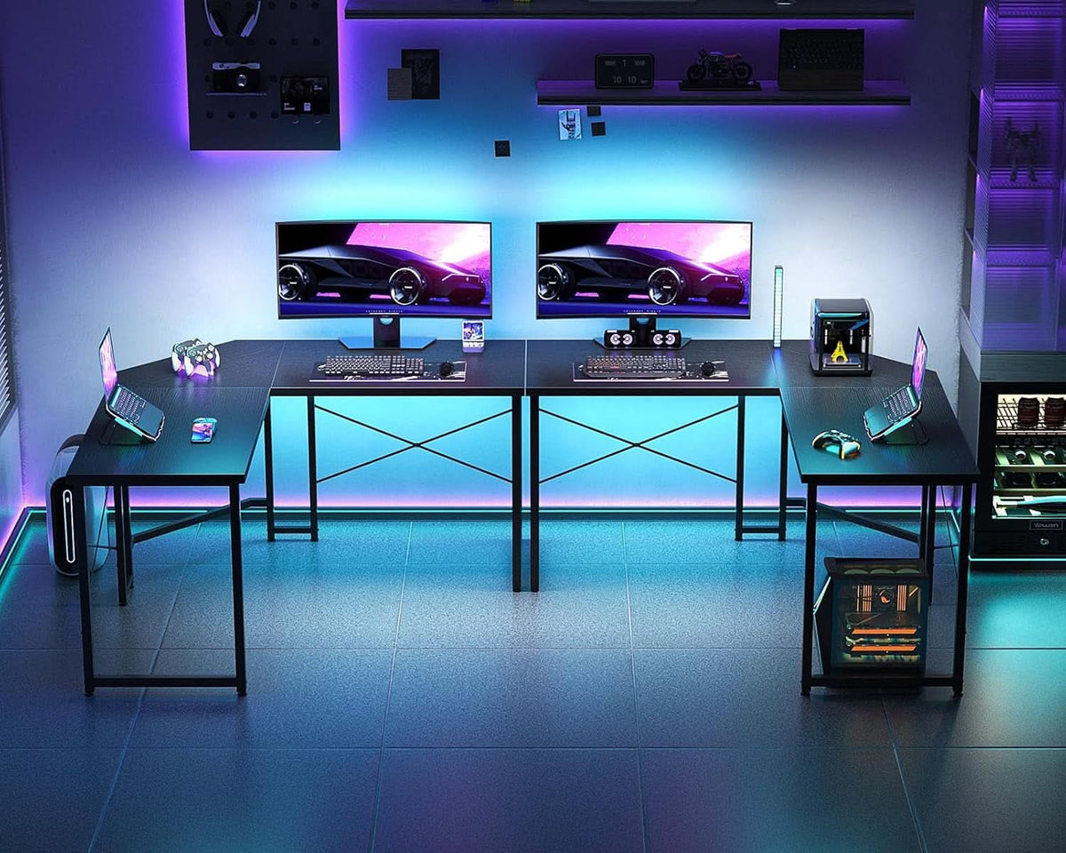 L Shaped Gaming Desk 51 Inch Black Easy To Assemble