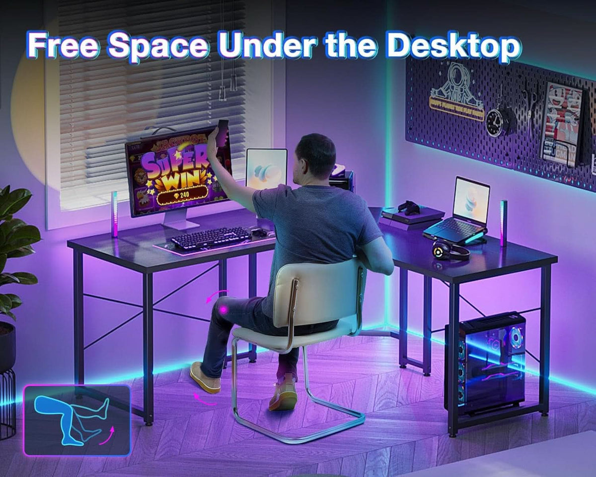 L Shaped Gaming Desk 51 Inch Black Easy To Assemble
