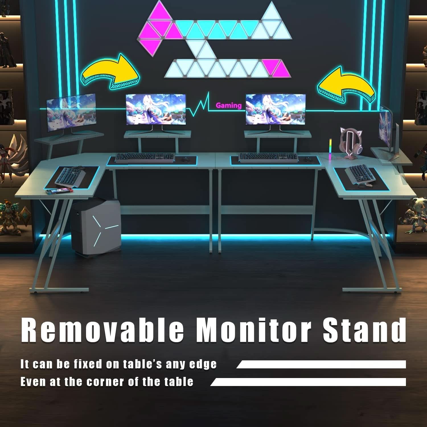 L Shaped Gaming Desk Blue 51 Inch Corner Computer Desk