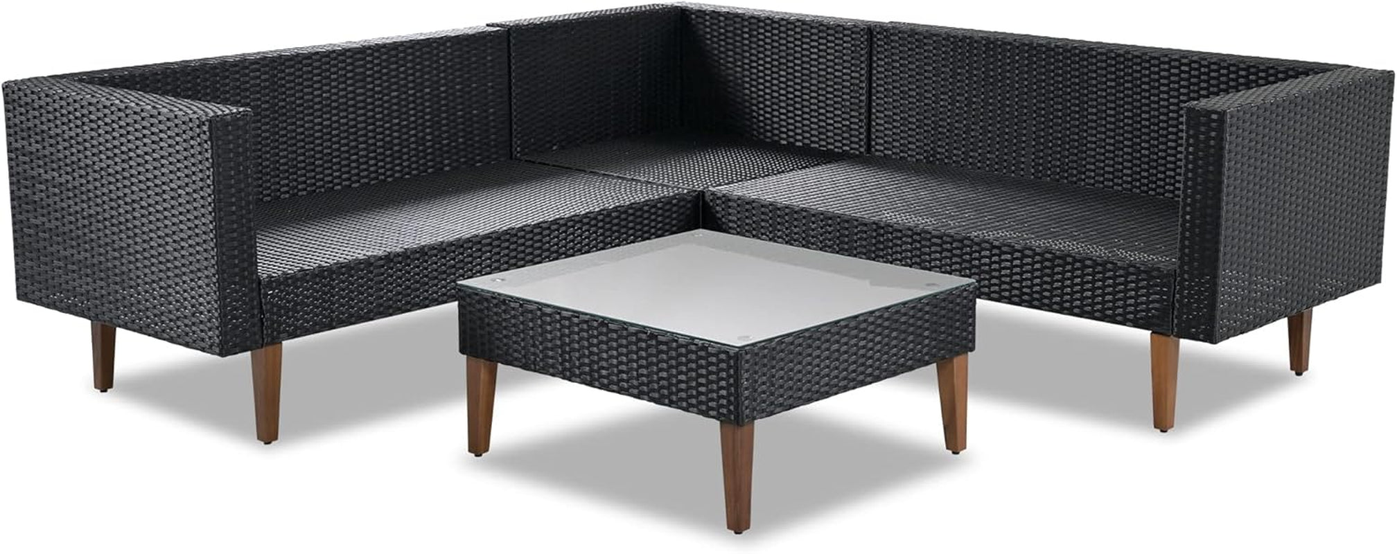 L-Shaped Outdoor Wicker Sofa Set with Colorful Pillows