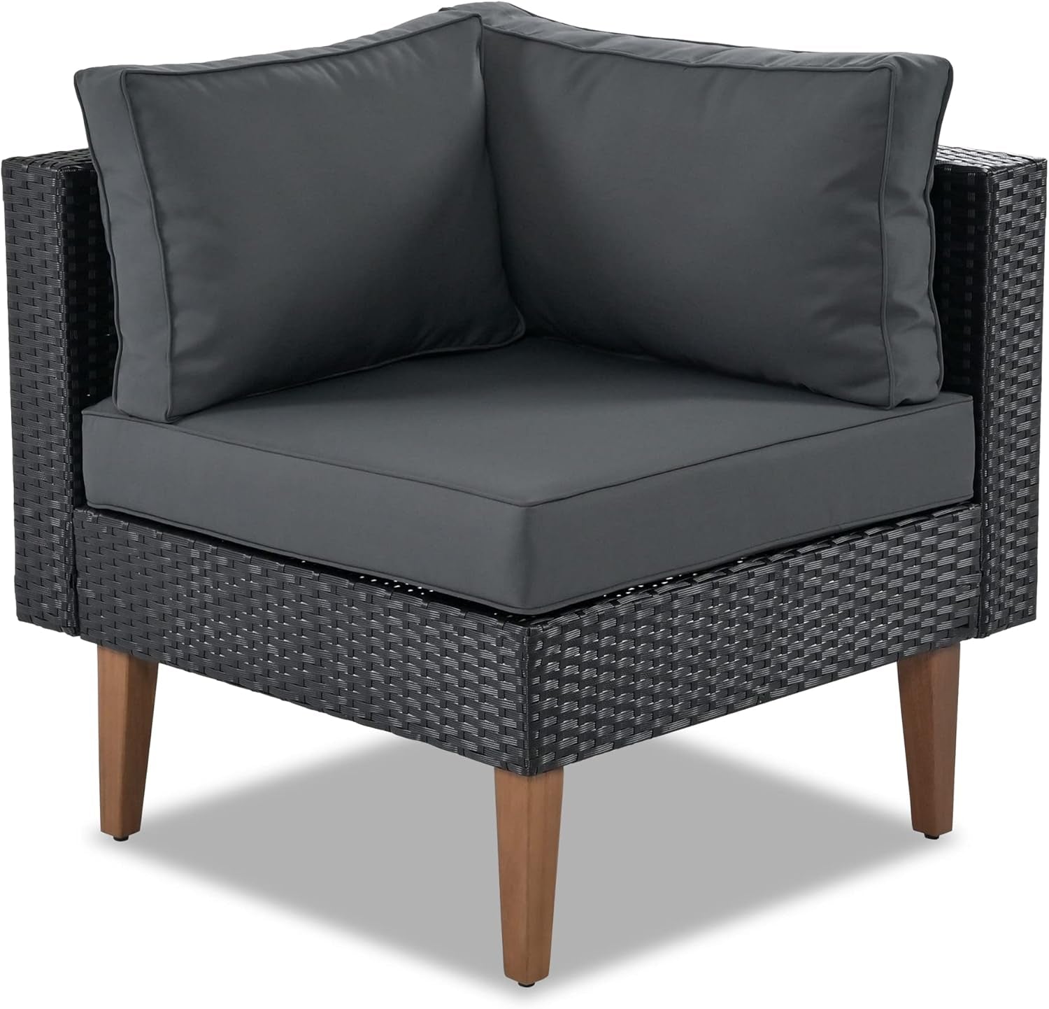 L-Shaped Outdoor Wicker Sofa Set with Colorful Pillows
