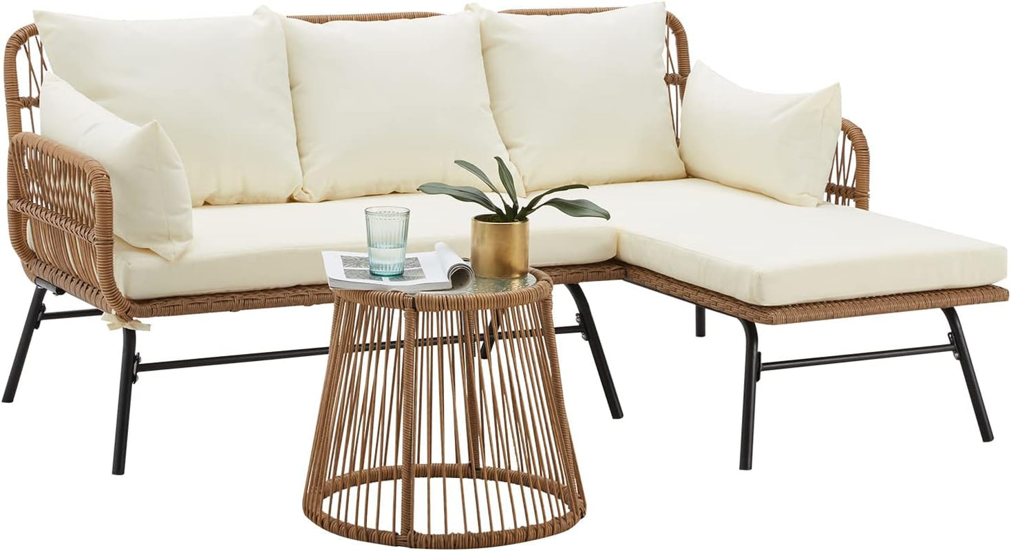 L Shaped Patio Furniture Set with Thick Cushions