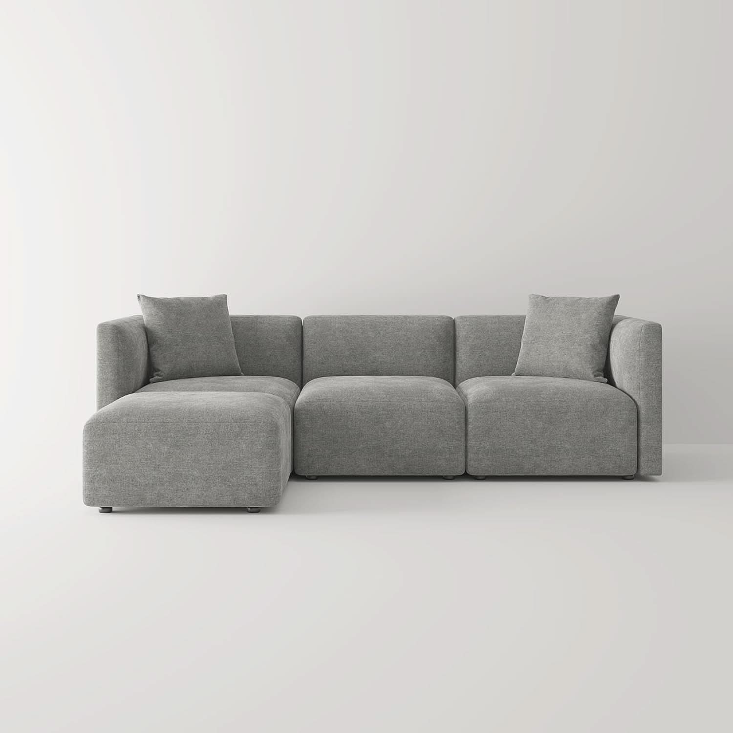 L Shaped Sectional Sofa Convertible In Linen Grey Modern