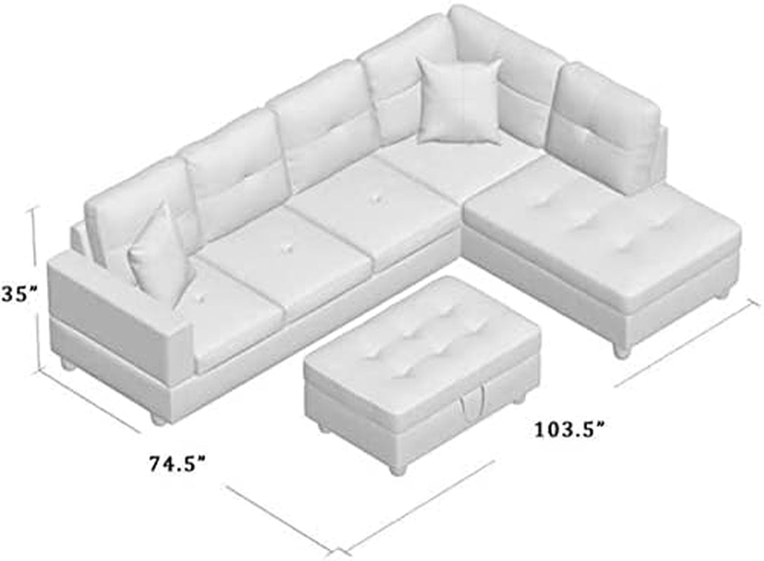L Shaped Sectional Sofa Denim With Storage Ottoman