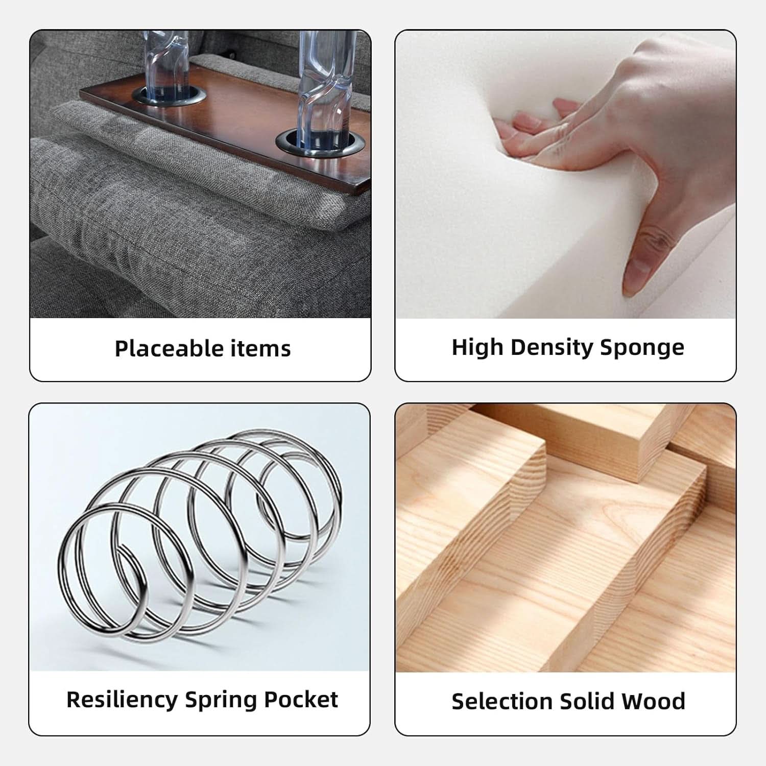 L Shaped Sectional Sofa Ottoman Linen Nail Head Cup Holder