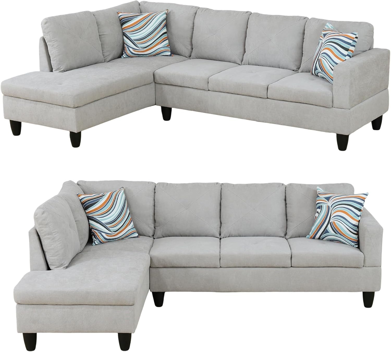 L Shaped Sectional Sofa Set 5 Seat Space Saving Couch