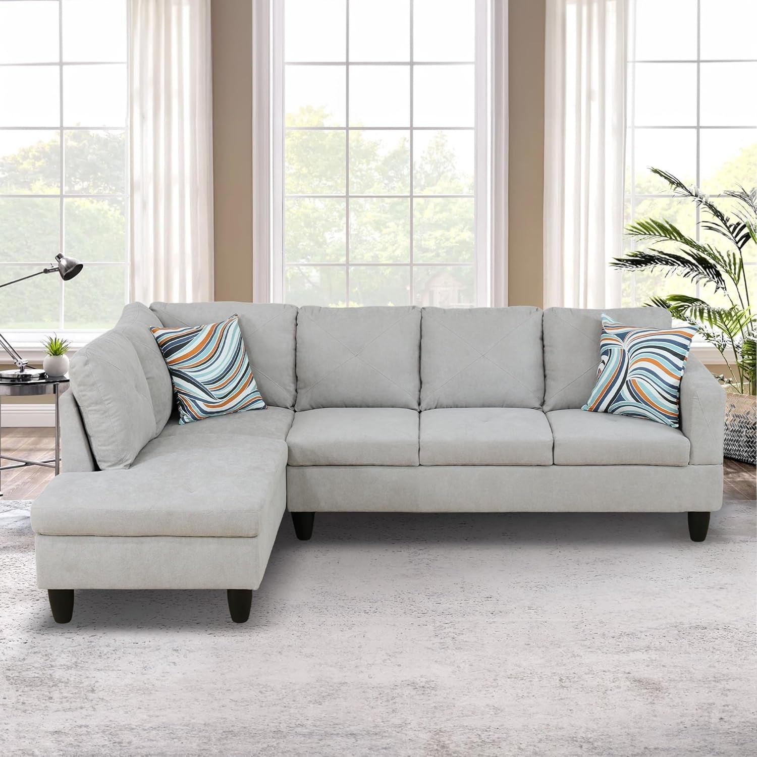 L Shaped Sectional Sofa Set 5 Seat Space Saving Couch
