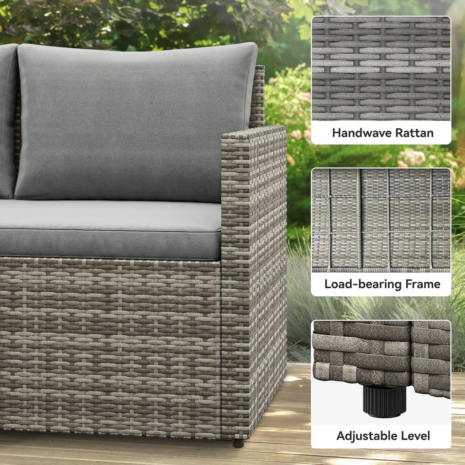 L Shaped Sectional Sofa Set With Lift Top Table Gray