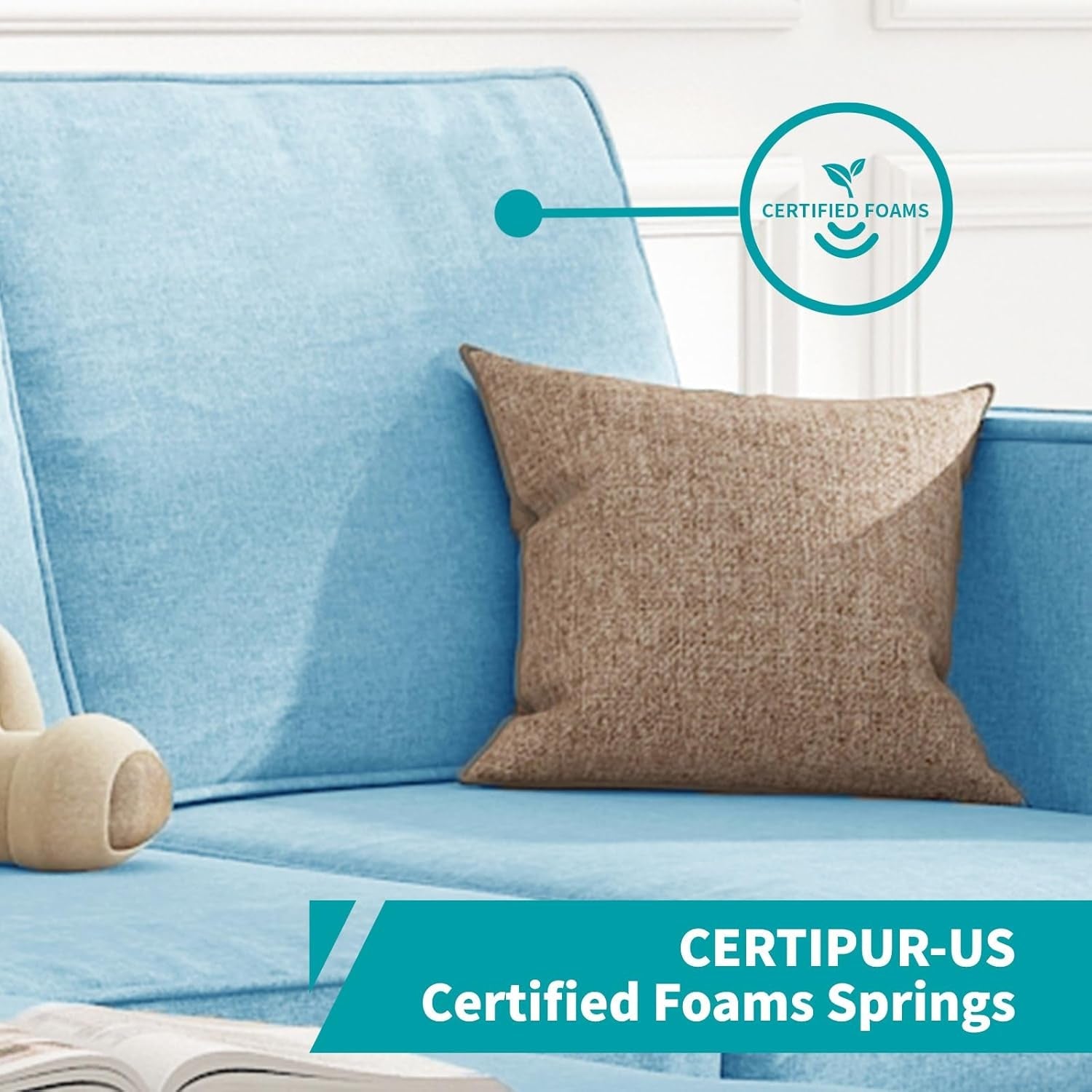 L Shaped Sectional Sofa With Movable Storage Ottoman Blue