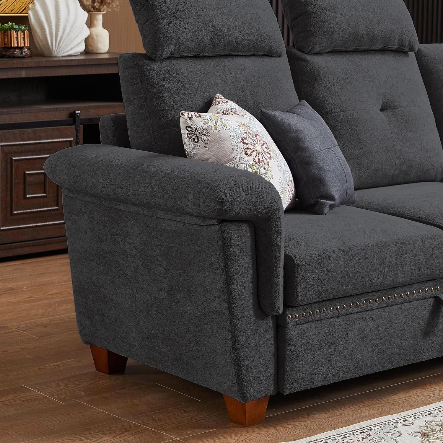L Shaped Sectional Sofa With Storage Chaise Dark Grey