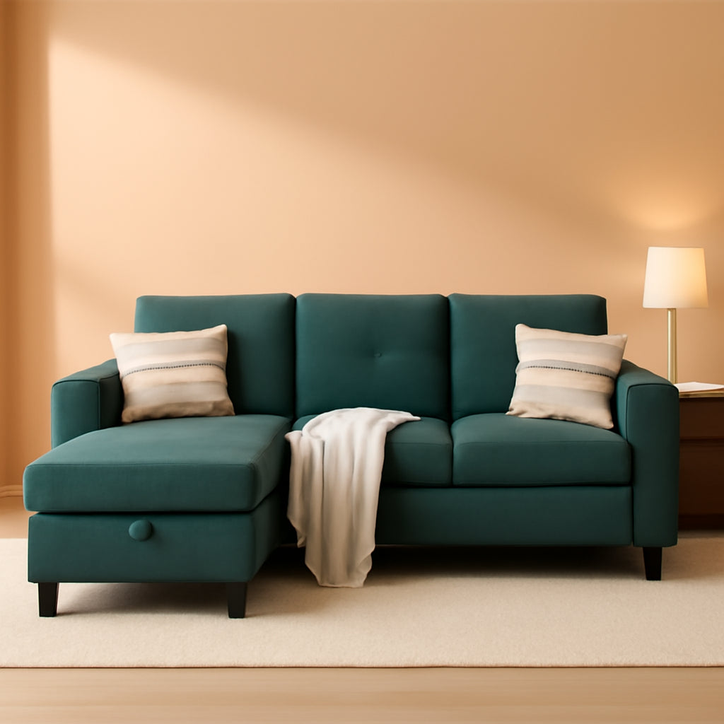 L Shaped Sectional Sofa with Storage and Ottoman