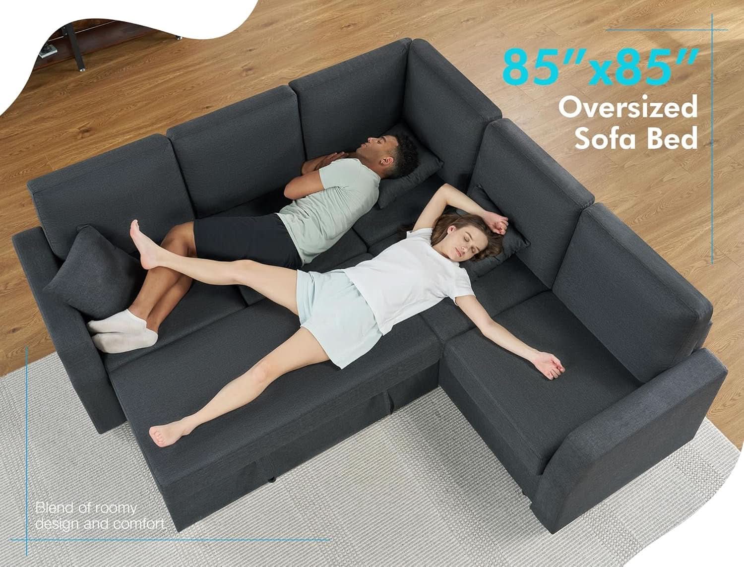 L Shaped Sleeper Sofa Bed with Storage for Comfort