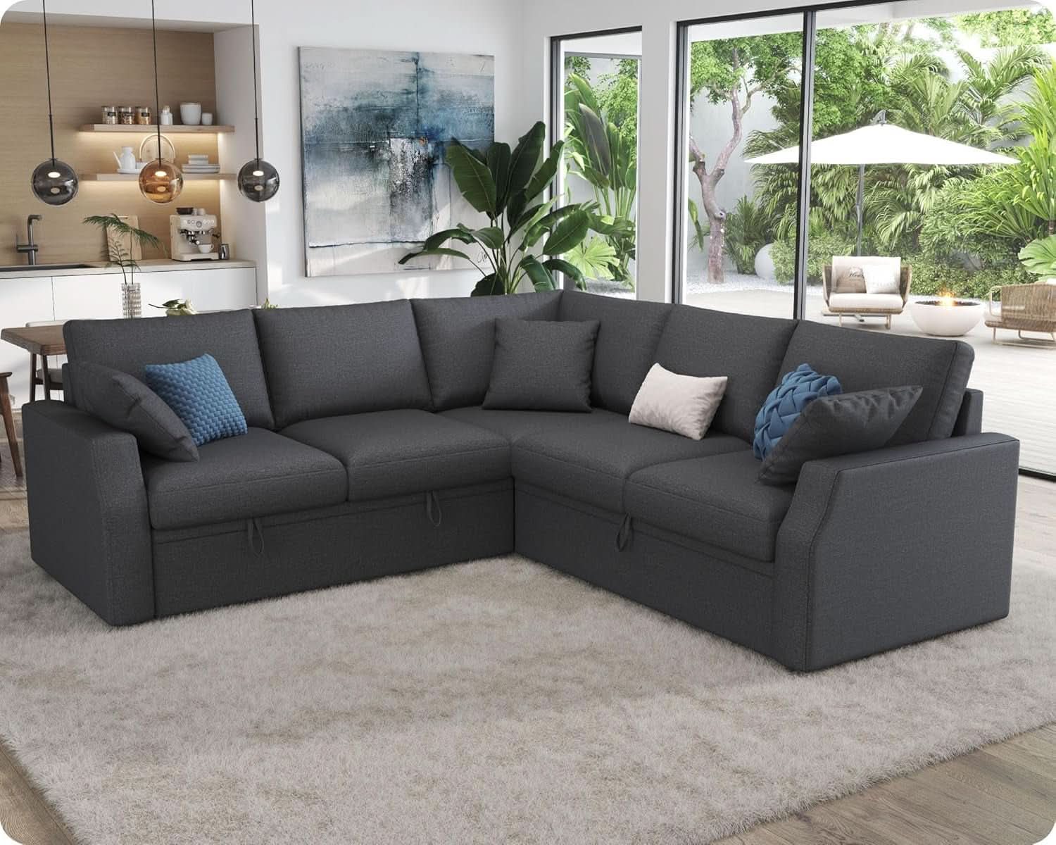 L Shaped Sleeper Sofa Bed with Storage for Comfort