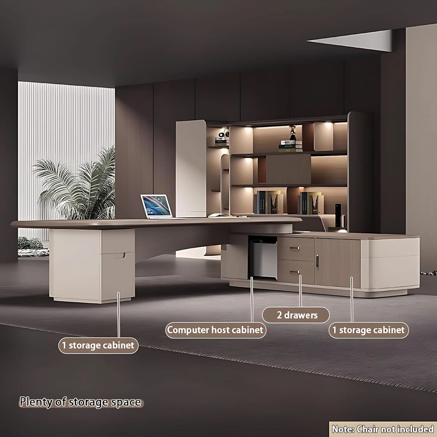 L Shaped Solid Wood Desk With Hidden Cable Hole 141.7 In