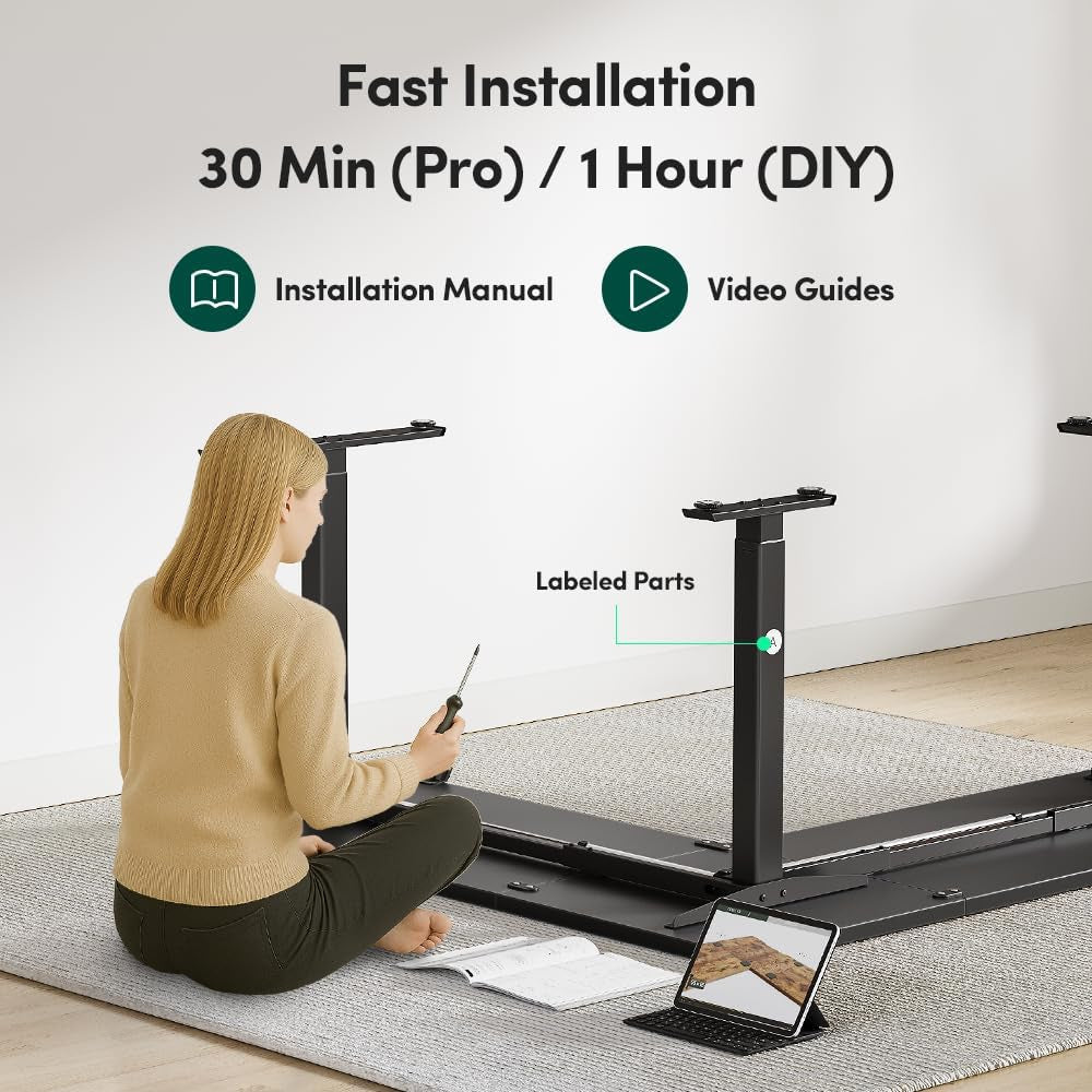 L Shaped Standing Desk 75x63 Electric Height Adjustable