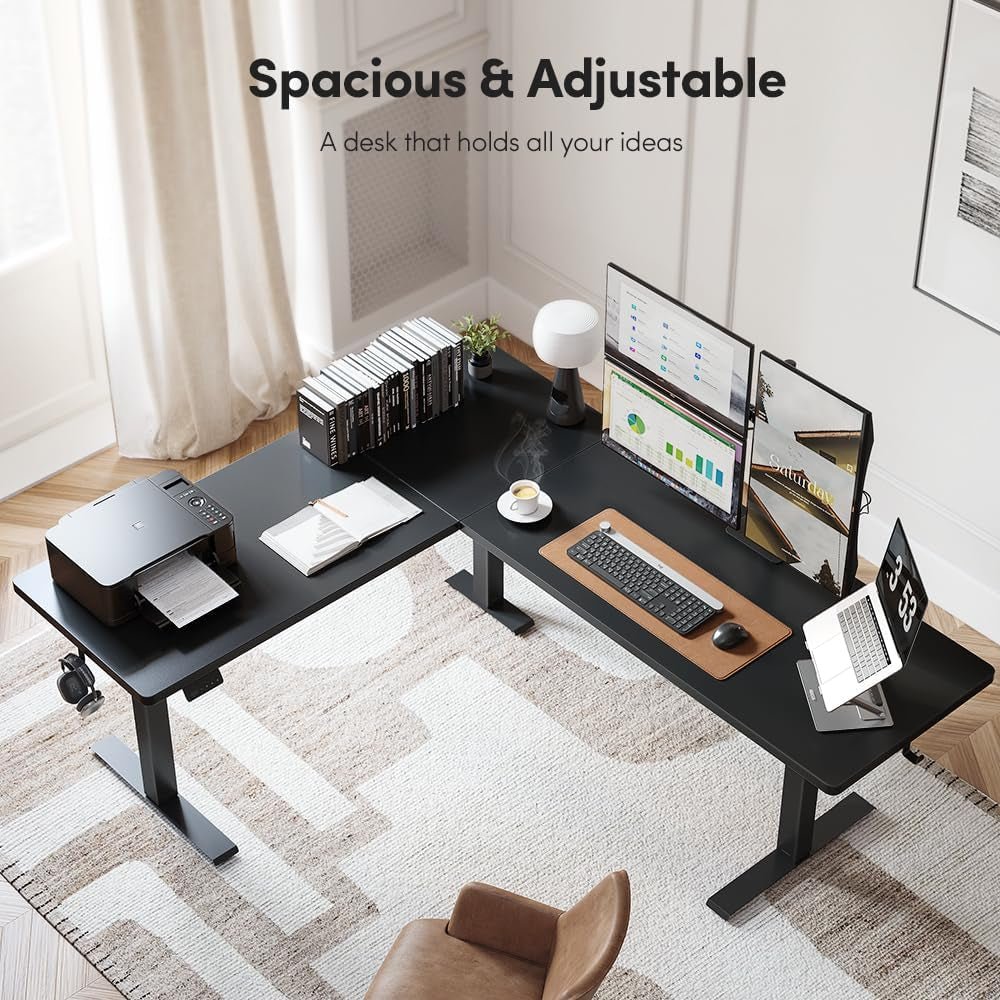 L Shaped Standing Desk 75x63 Electric Height Adjustable