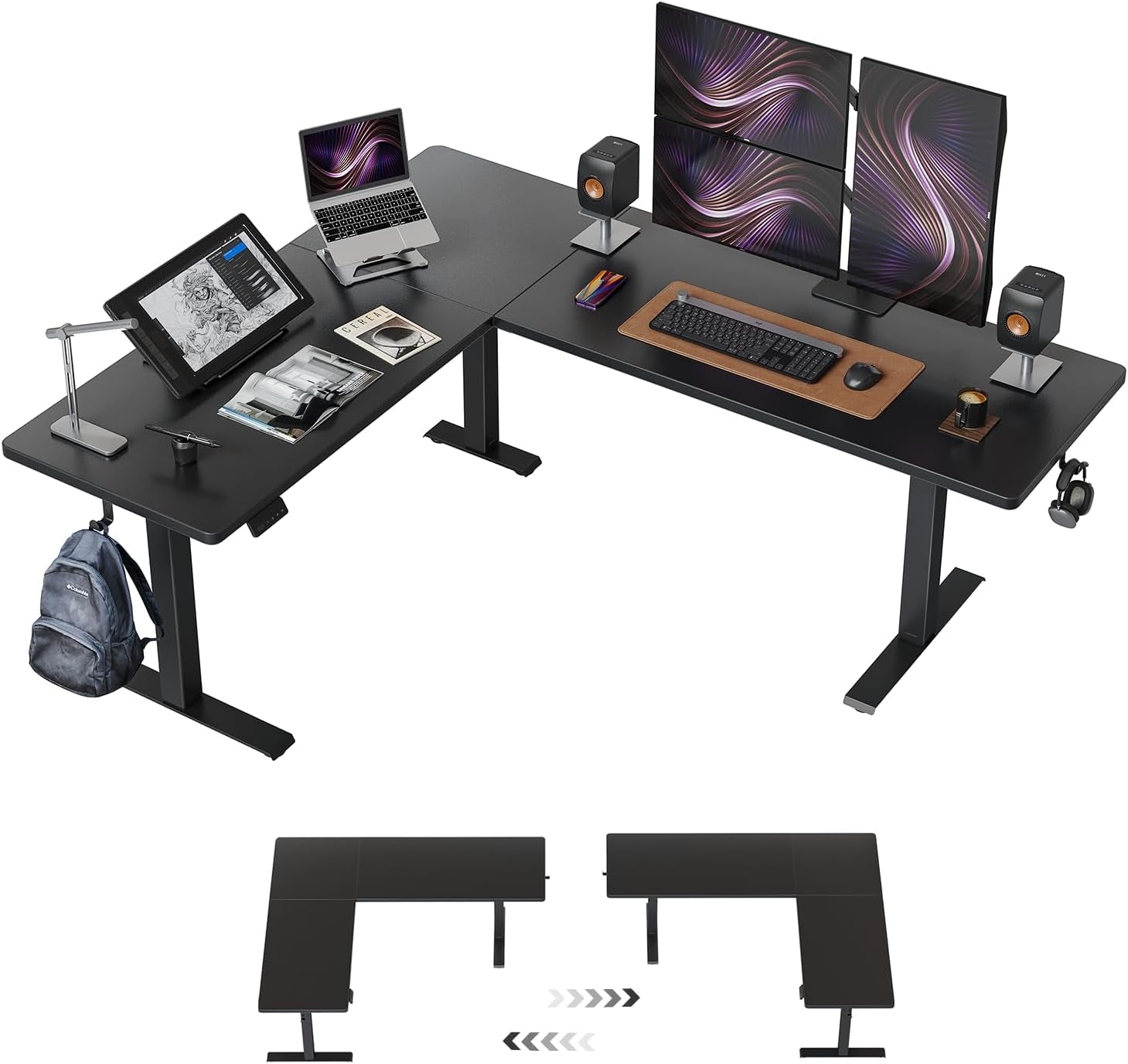 L Shaped Standing Desk 75x63 Electric Height Adjustable