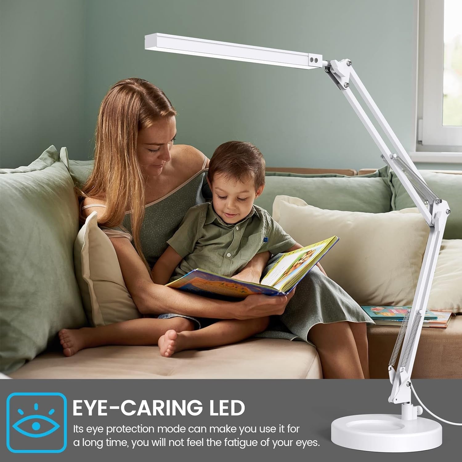 LED Desk Lamp With Clamp And Swing Arm White 3 Color Modes