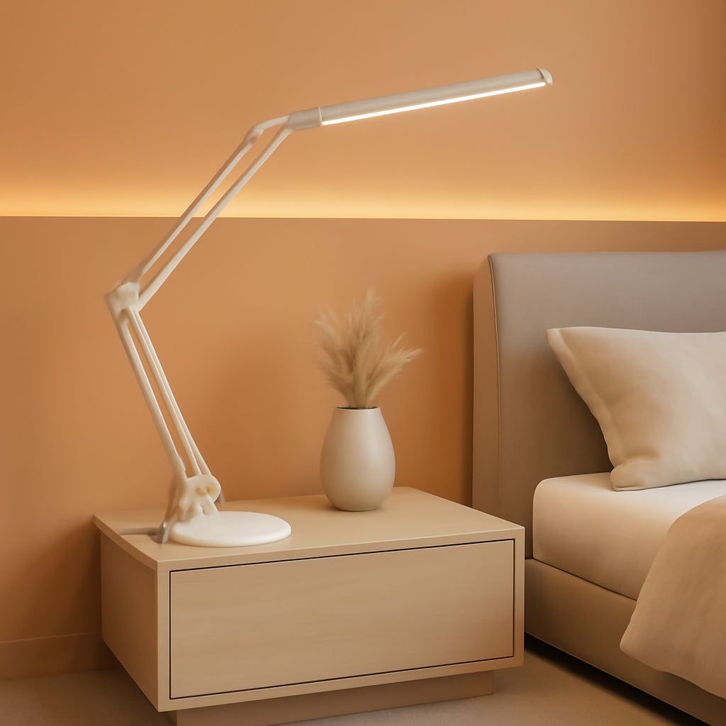 LED Desk Lamp With Clamp And Swing Arm White 3 Color Modes