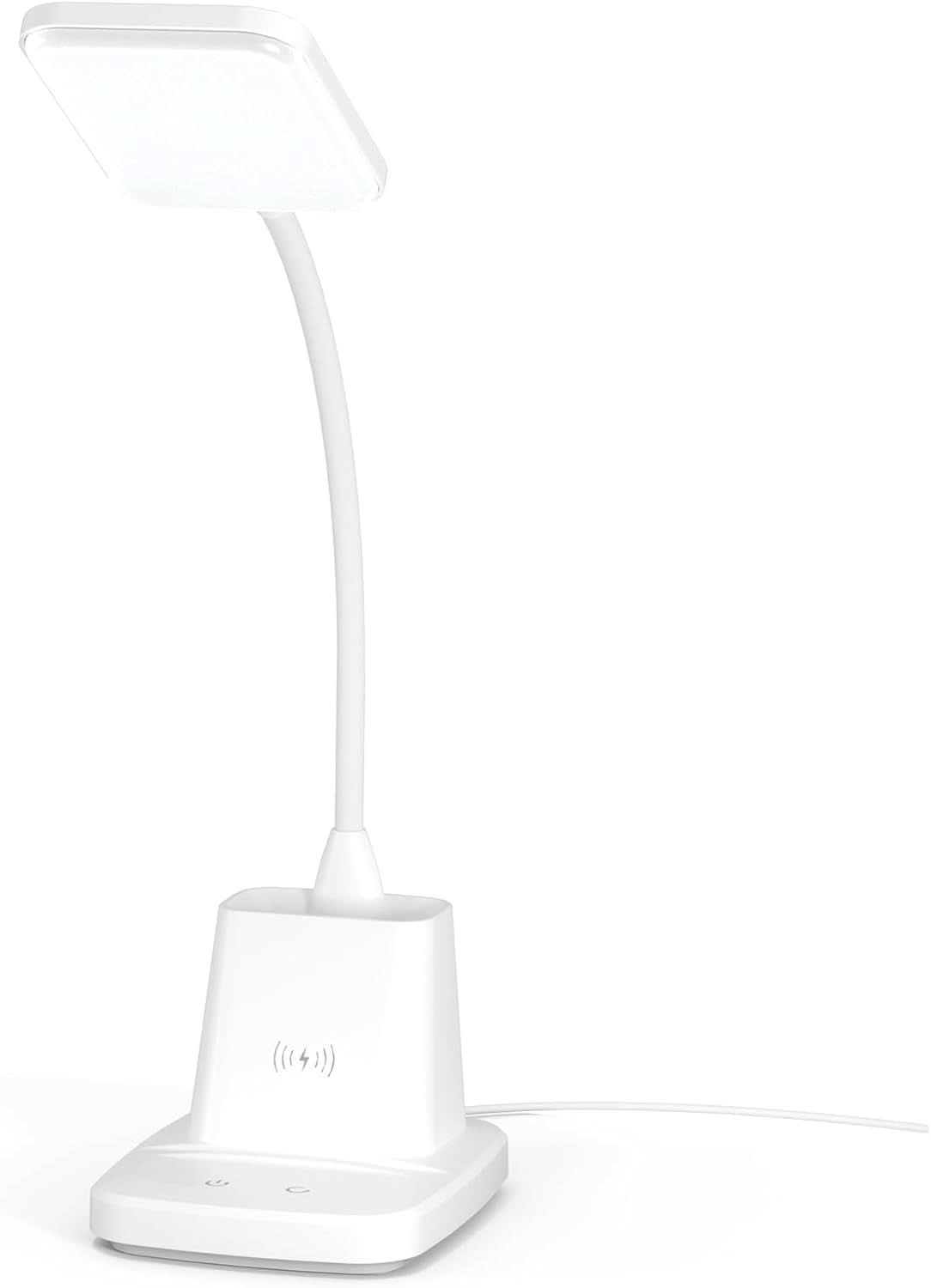 LED Desk Lamp With Wireless Charger White 800 Lumen