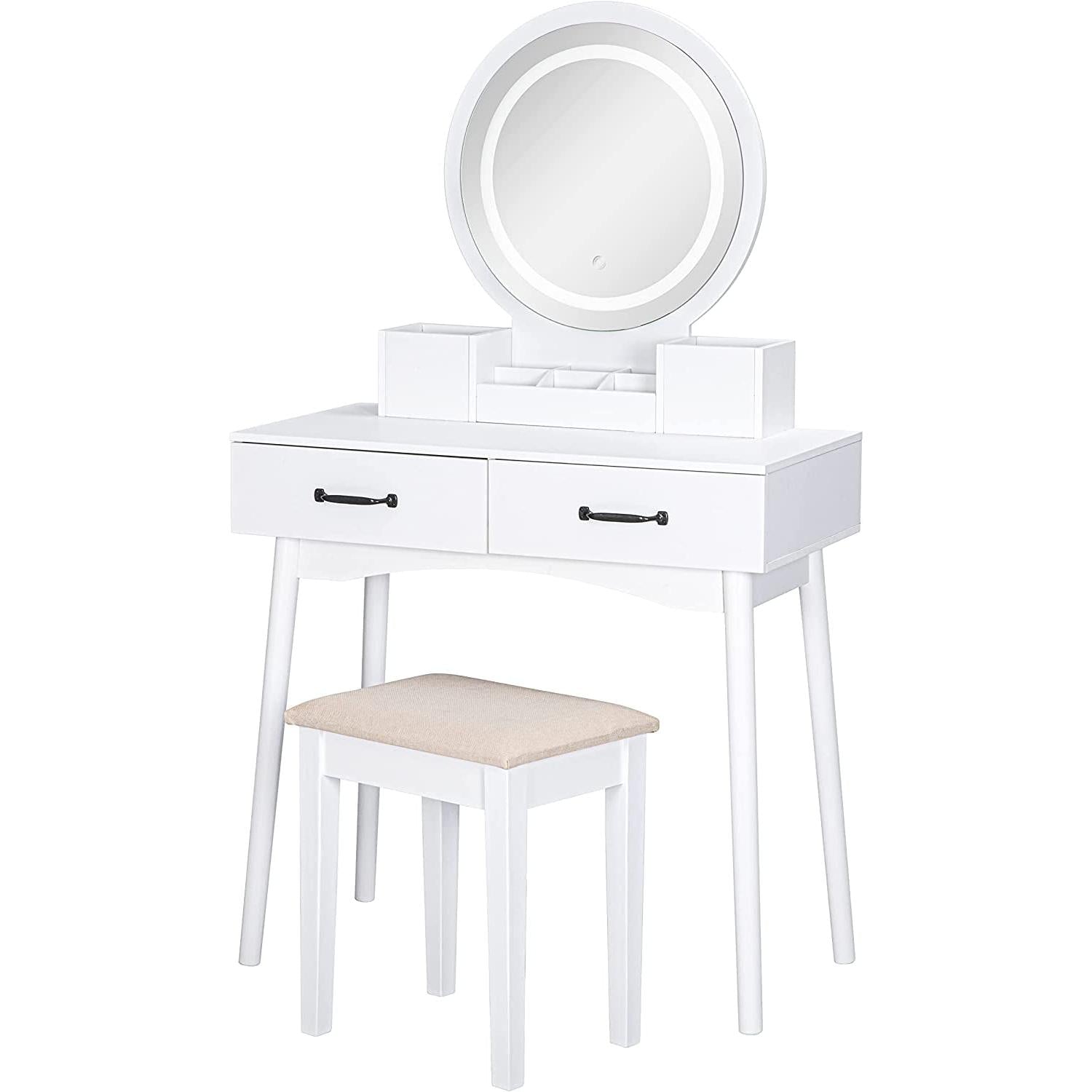 LED Lighted Makeup Vanity Set With Mirror And 3 Color LEDs
