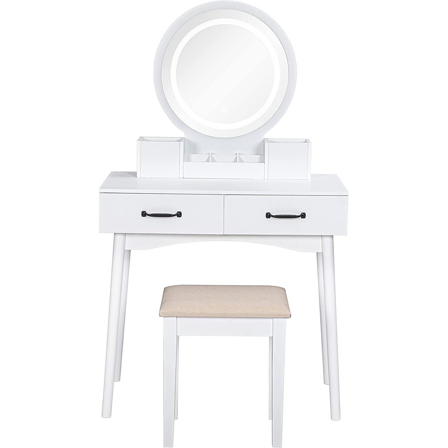 LED Lighted Makeup Vanity Set With Mirror And 3 Color LEDs