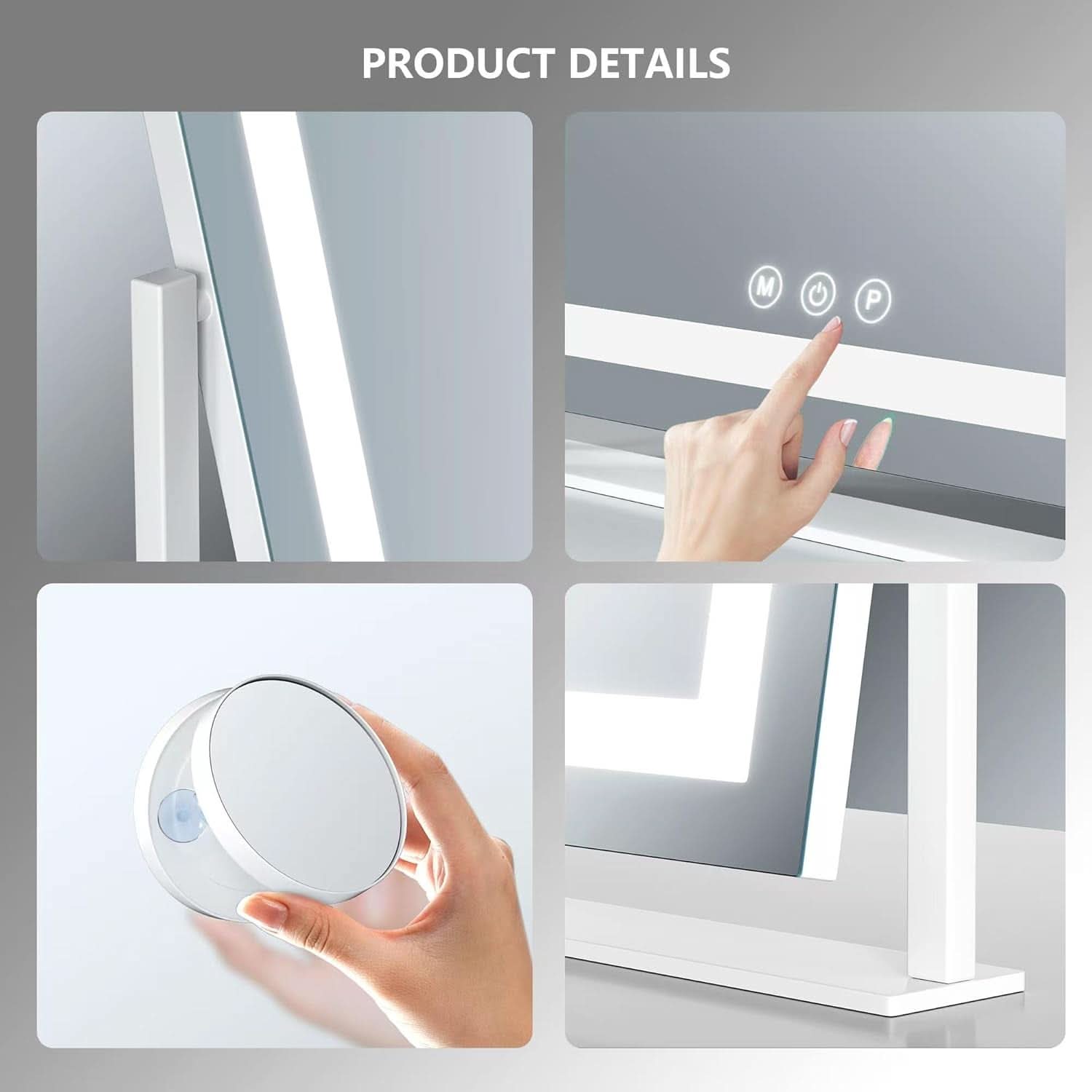 LED Makeup Vanity Mirror With Lights 15.2 Inch White