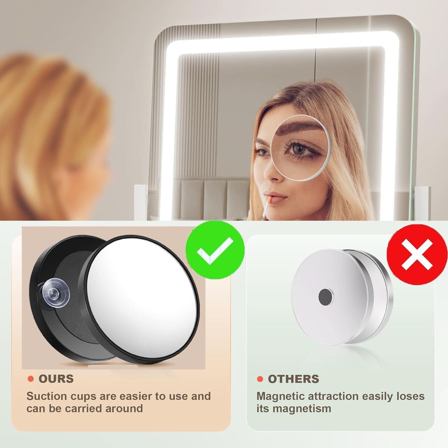 LED Makeup Vanity Mirror With Lights 15.2 Inch White