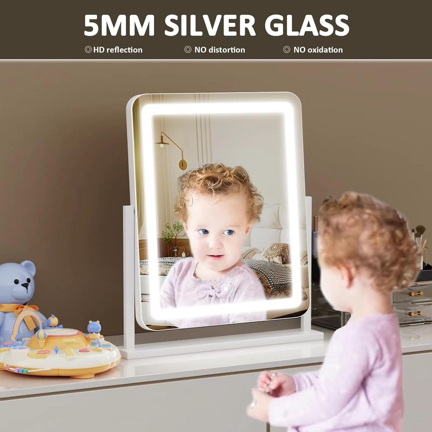 LED Makeup Vanity Mirror With Lights 15.2 Inch White