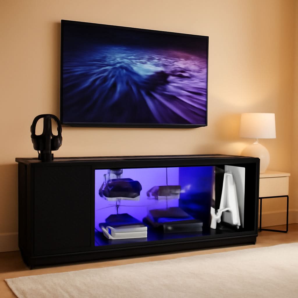 LED TV Stand 55 60 65 Inch With Adjustable Glass Shelves