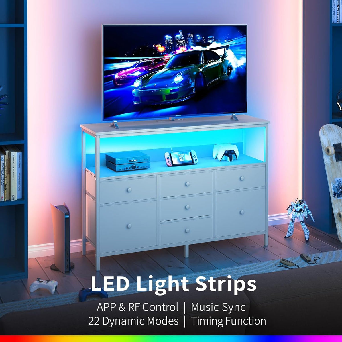 LED TV Stand Dresser With 7 Drawers For 50 Inch TVs