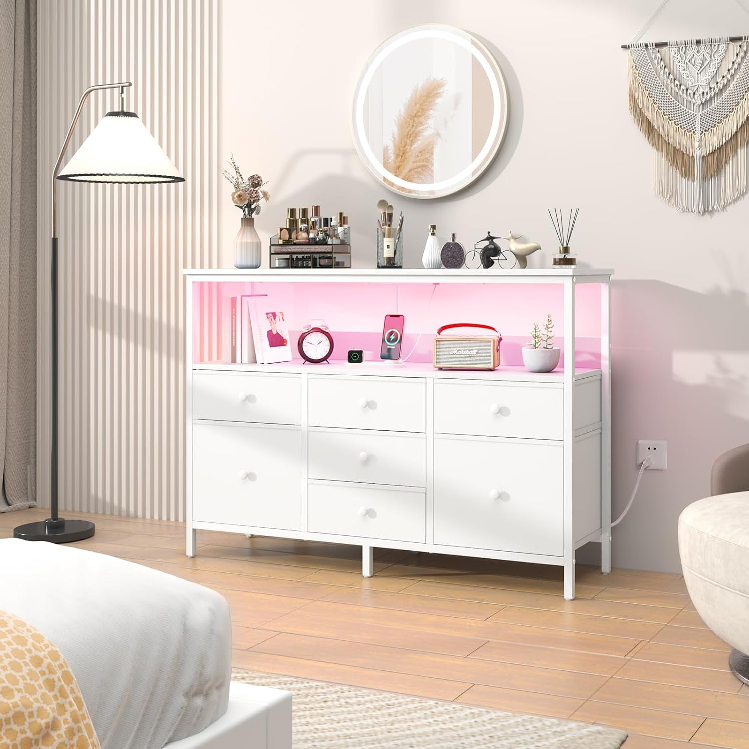 LED TV Stand Dresser With 7 Drawers For 50 Inch TVs