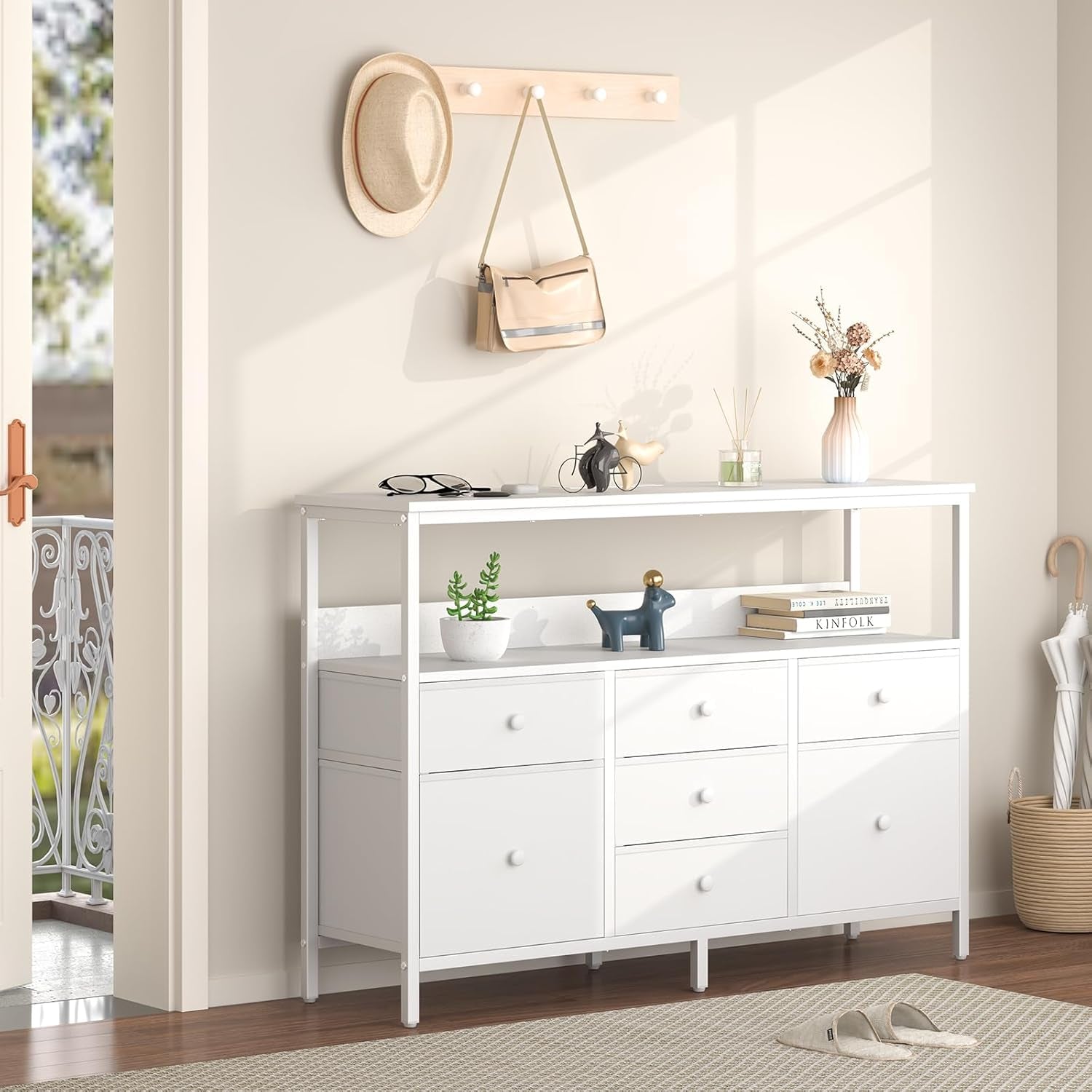 LED TV Stand Dresser With 7 Drawers For 50 Inch TVs