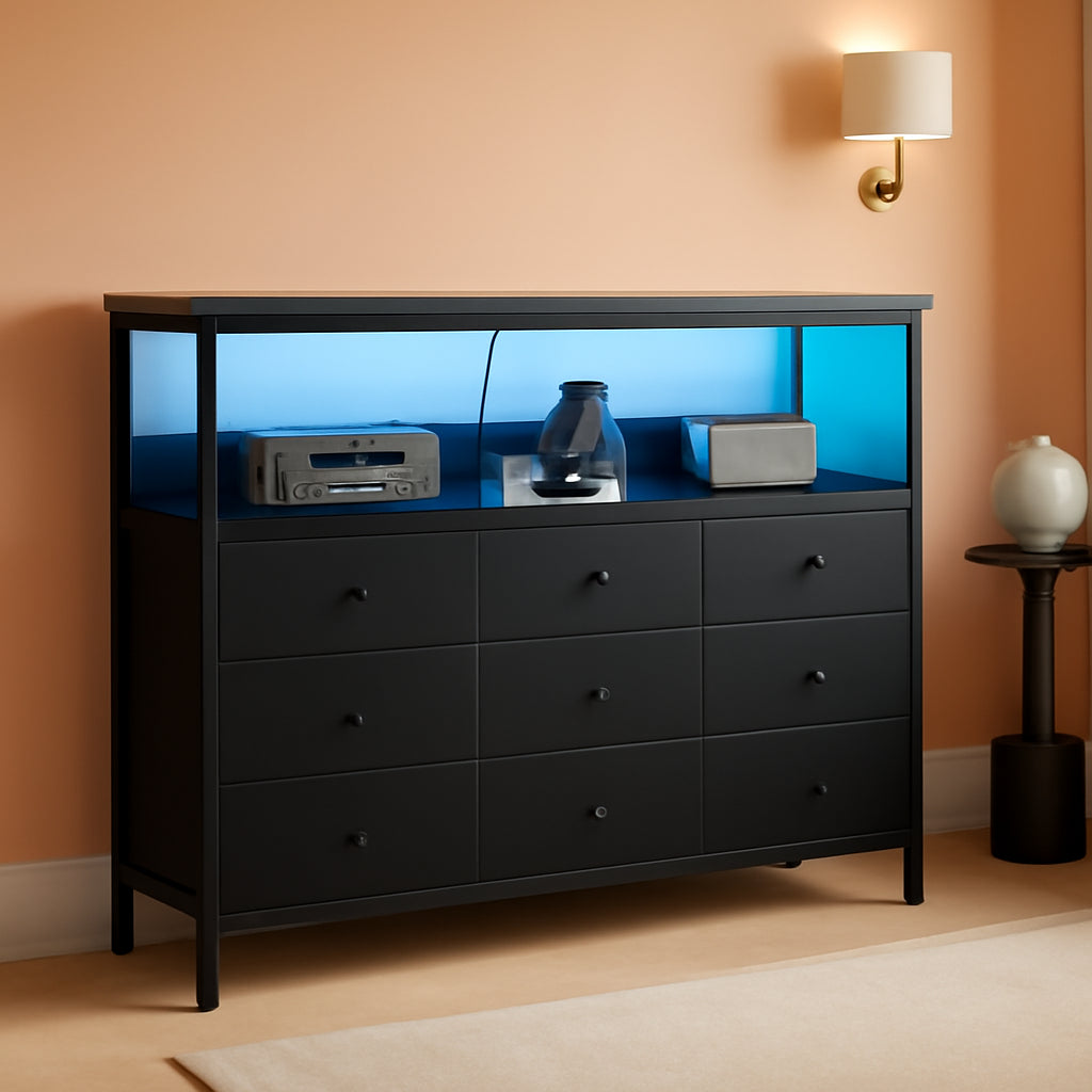 LED TV Stand Dresser With 7 Fabric Drawers For 50 Inch TVs