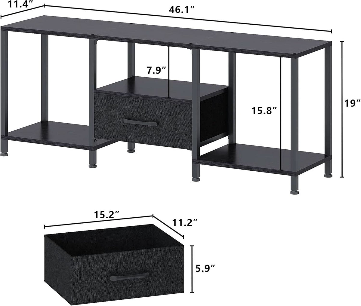 LED TV Stand For 55 Inch TVs With Open Shelves Black