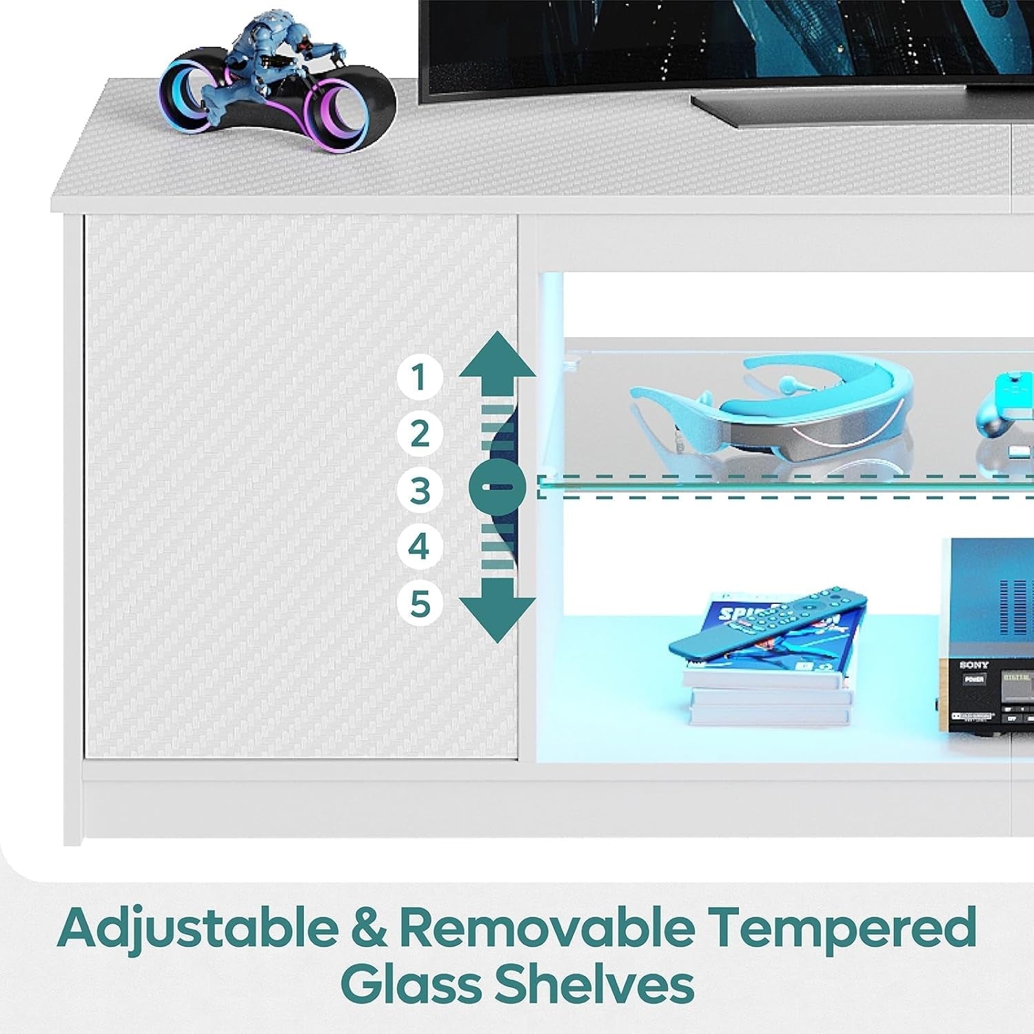 LED TV Stand For 55 To 65 Inch TVs With Power Outlets