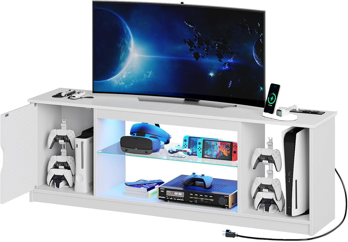 LED TV Stand For 55 To 65 Inch TVs With Power Outlets