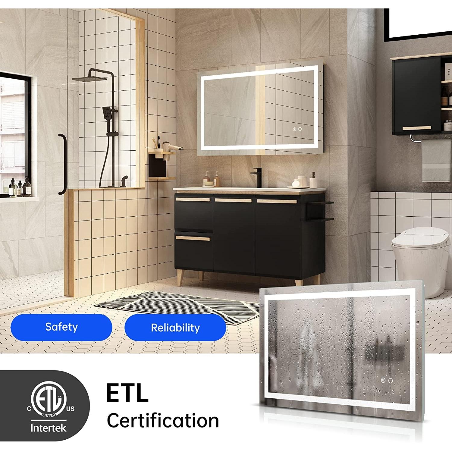 LED Wall Mounted Bathroom Mirror With Anti Fog Energy Saving