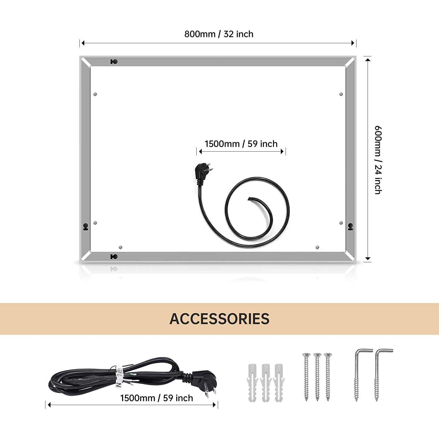 LED Wall Mounted Bathroom Mirror With Anti Fog Energy Saving