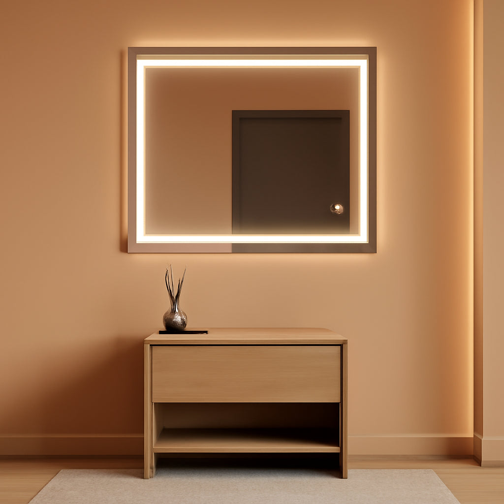 LED Wall Mounted Bathroom Mirror With Anti Fog Energy Saving